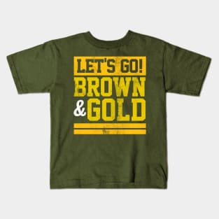 Let's Go Brown & Gold Team Favorite Colors Vintage Game Day Kids T-Shirt